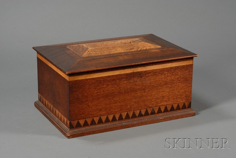 Appraisal: Inlaid Mahogany and Bird's-eye Maple Ballot Box America late th