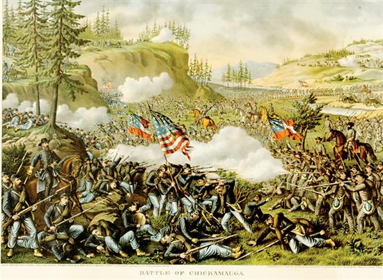 Appraisal: Kurtz Allison American - BATTLE OF CHICKAMAUGA color print framed