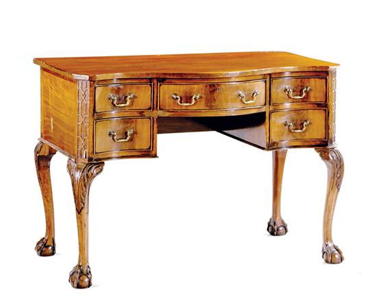 Appraisal: Chippendale style mahogany writing desk mid th century serpentine top