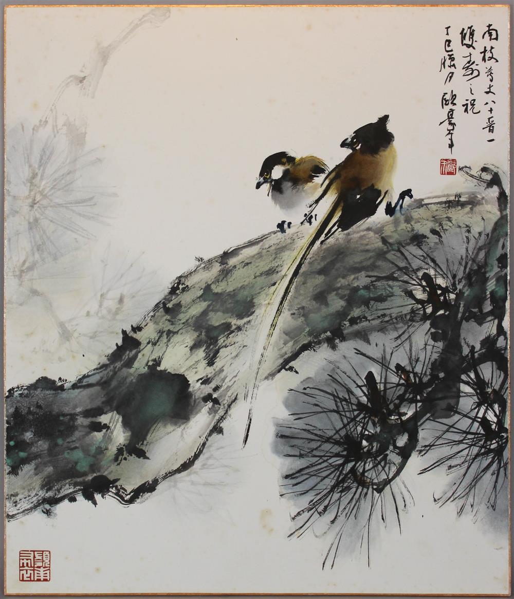 Appraisal: OU HAONIAN CHINESE - BIRDS Ink on artist board x