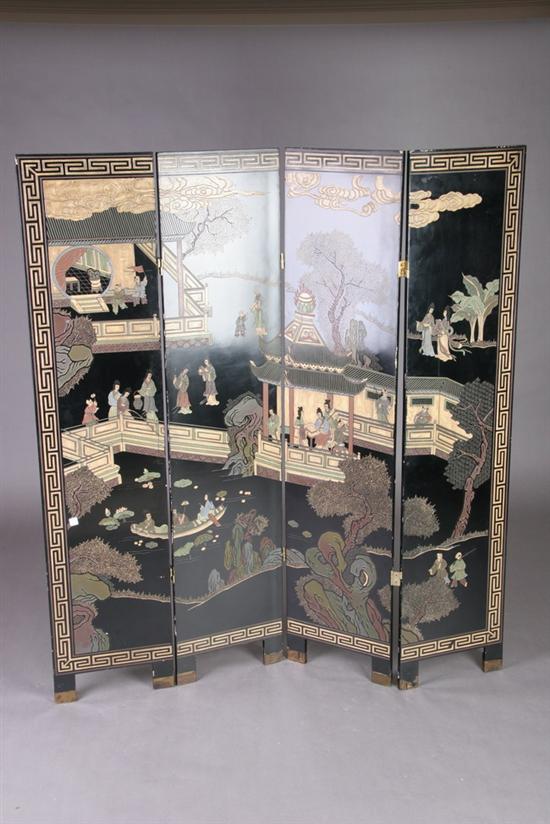 Appraisal: CHINESE FOUR-PANEL COROMANDEL SCREEN th century - Each panel in