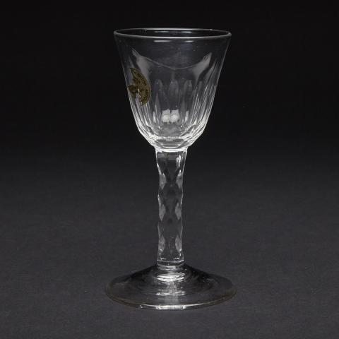 Appraisal: English Faceted Stem Wine Glass th century minor chips height