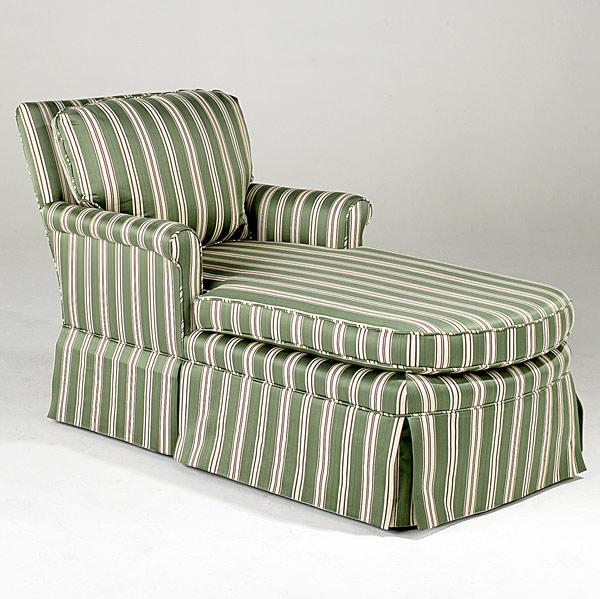 Appraisal: CHAISE LOUNGE Loose cushions striped upholstery ca x x