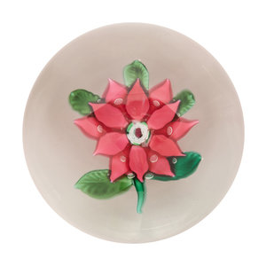 Appraisal: A Magenta Poinsettia Glass Paperweight Probably Boston and Sandwich Glass