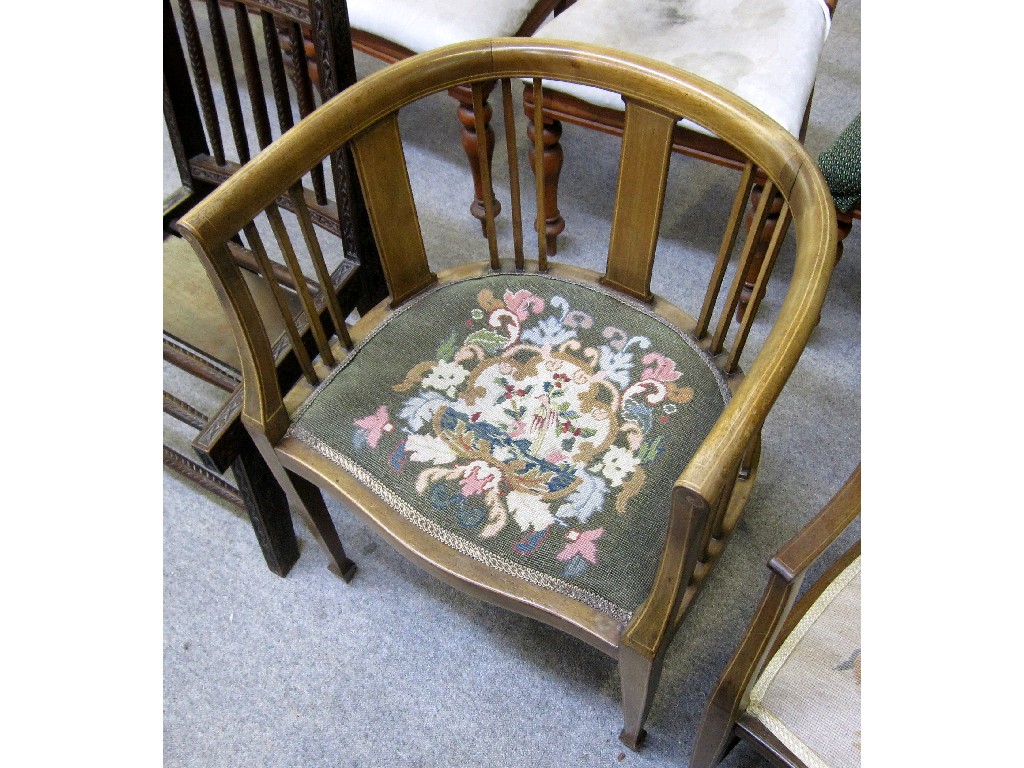 Appraisal: Edwardian mahogany tub chair