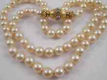 Appraisal: A cultured pearl necklace the pearls measuring approx mm diameter