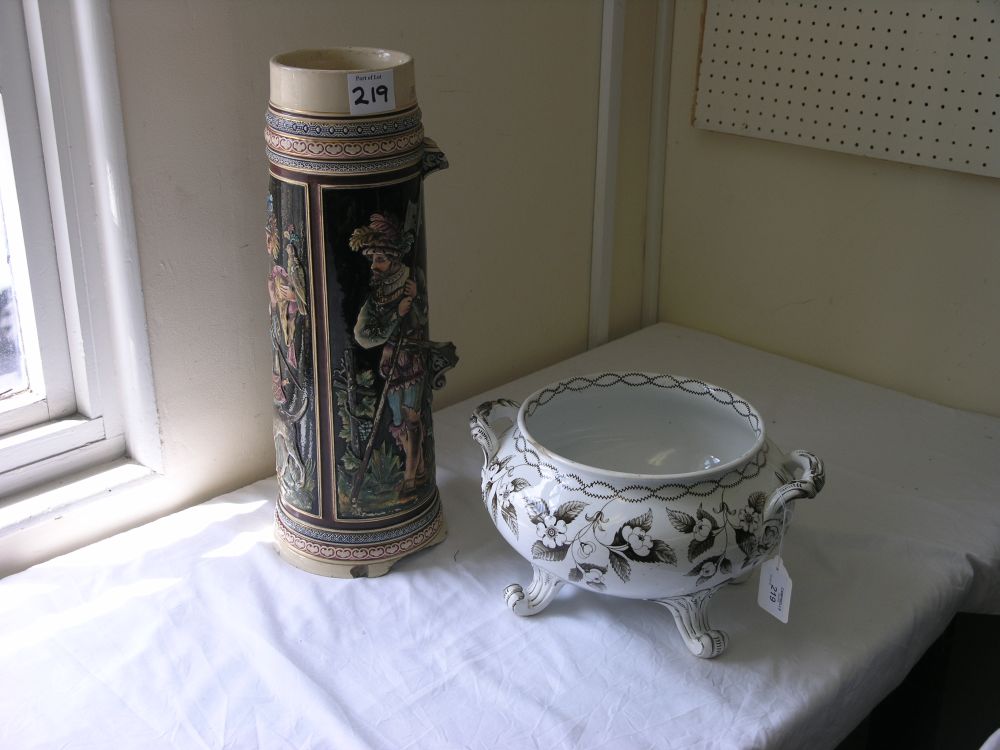 Appraisal: A large German stein in damaged together with a Victorian