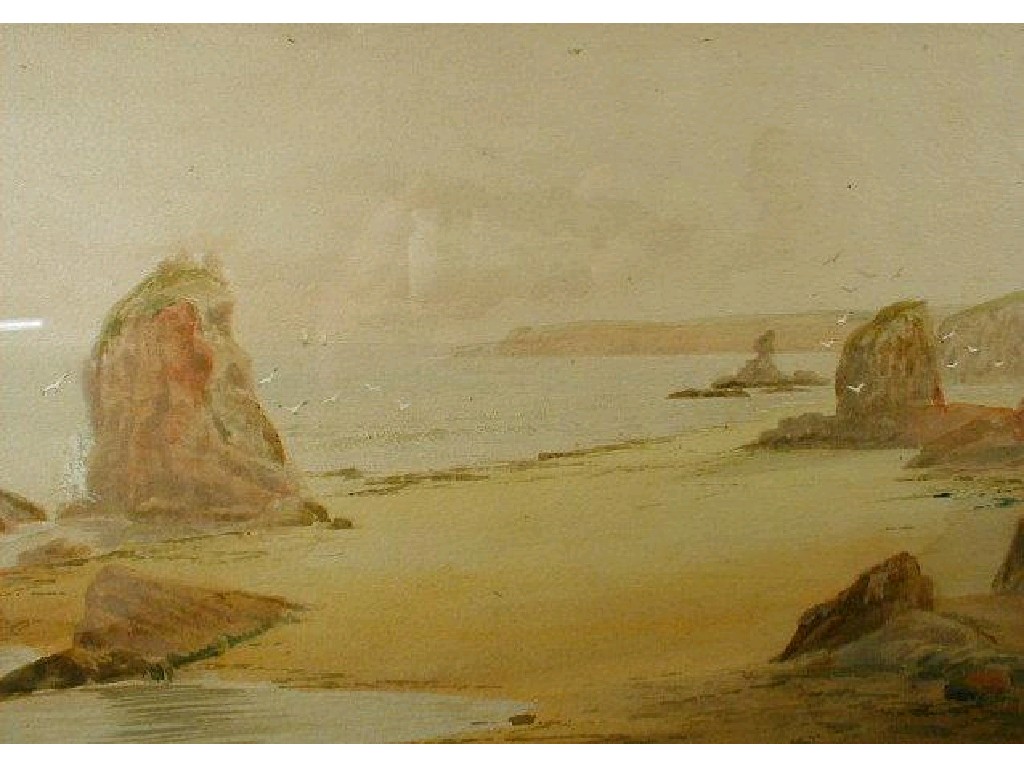 Appraisal: F Walters Watercolour drawing Bedruthan Steps Cornwall signed cm x