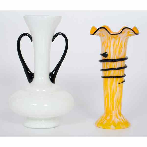 Appraisal: Czechoslovakian Art Glass Vases Continental th century A pair of