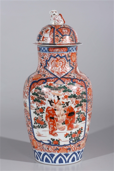 Appraisal: Chinese Imari style enameled porcelain covered vase with gilt and