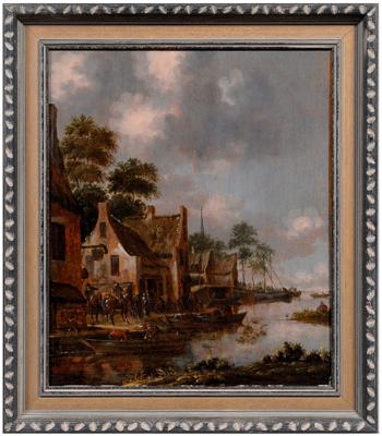 Appraisal: Jacob Henricus Maris painting Dutch coastal village signed lower right