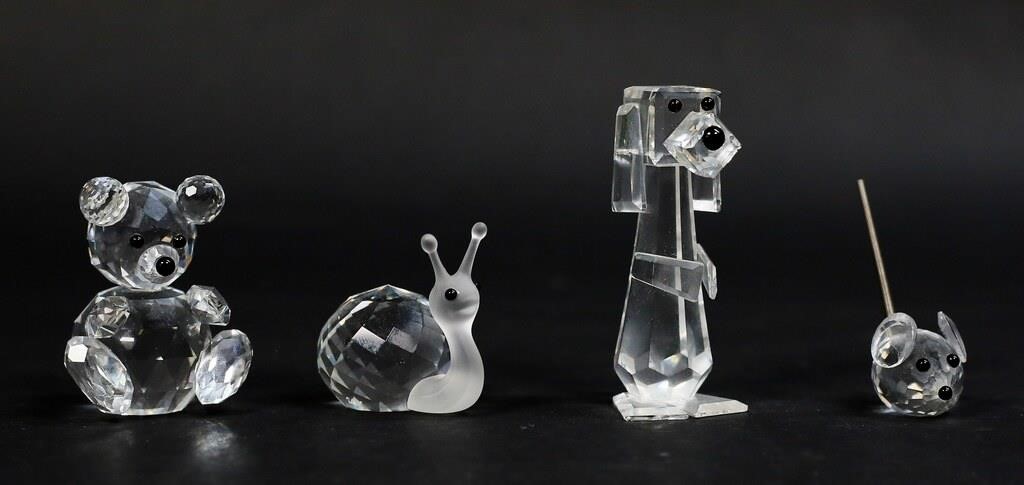 Appraisal: SWAROVSKI CRYSTAL FIGURINES Swarovski crystal animals Bear snail mouse dog