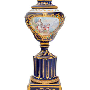 Appraisal: A S vres Style Painted and Parcel Gilt Porcelain Urn