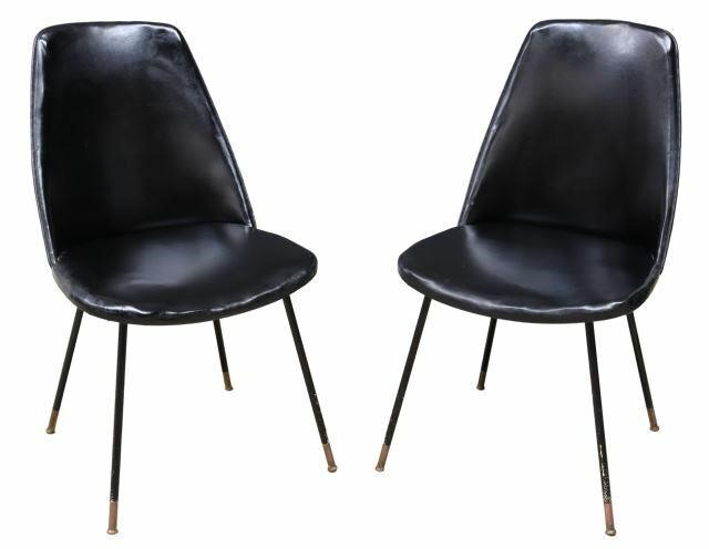 Appraisal: pair Mid-century modern vinyl side chairs th c having padded