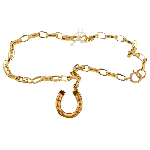 Appraisal: A ct gold bracelet with horseshoe charm cm g More