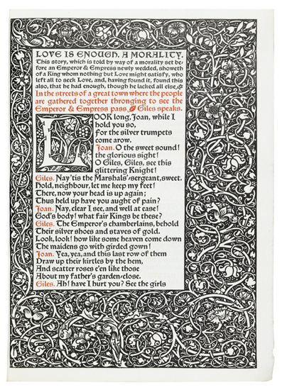 Appraisal: KELMSCOTT PRESS Morris William Love is Enough or the Freeing