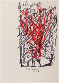 Appraisal: Bukowski Charles Black and Red Abstract Drawing Signed Pen and