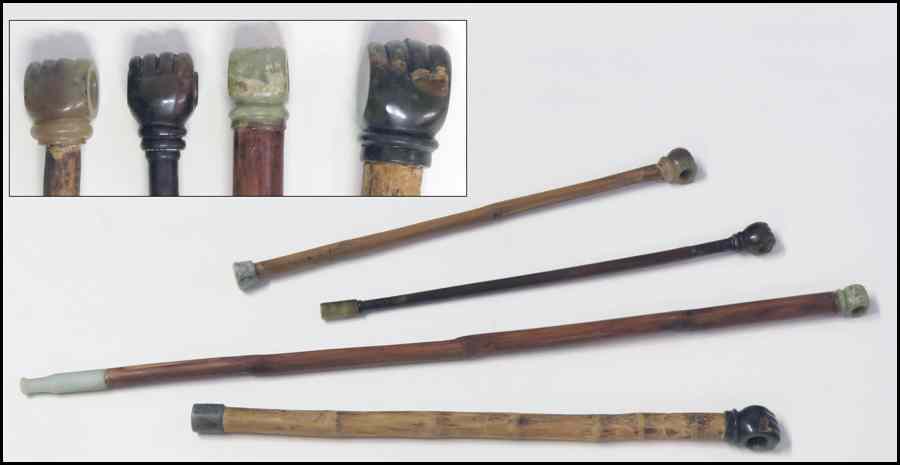 Appraisal: GROUP OF FOUR OPIUM PIPES Condition No Specific Condition Recorded