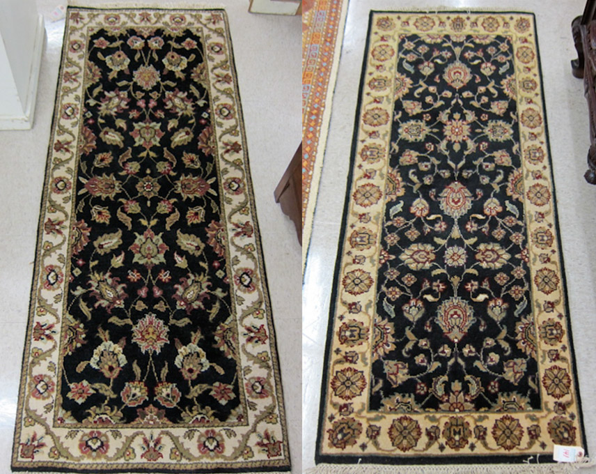 Appraisal: TWO SIMILAR HAND KNOTTED ORIENTAL AREA RUGS Indo-Persian both in