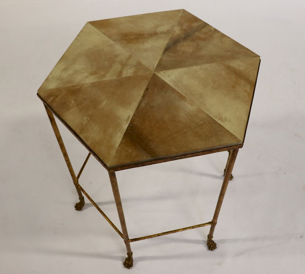 Appraisal: Vintage And Quality Gilt Metal Table With Parchment Top Great