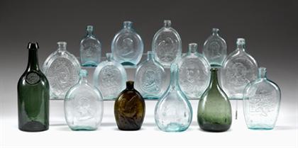 Appraisal: Group of fifteen glass flasks A number of molded patterns