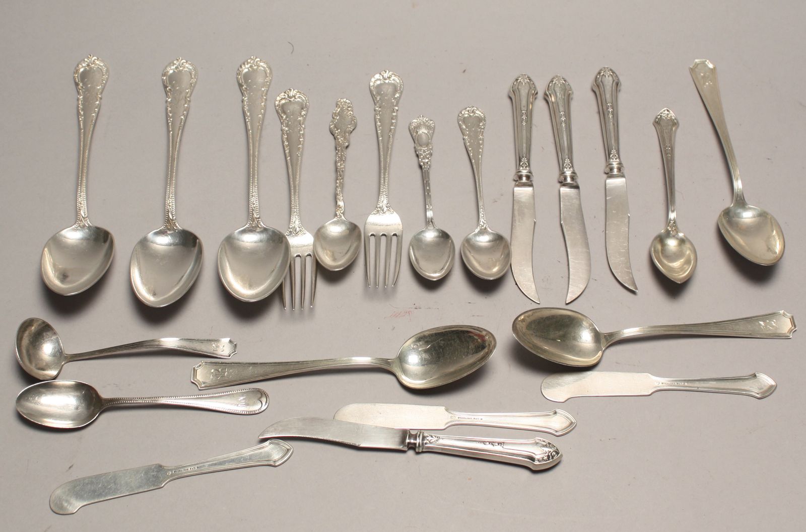 Appraisal: TWENTY-ONE PIECES OF DURGIN STERLING SILVER FLATWARE Three tablespoons one