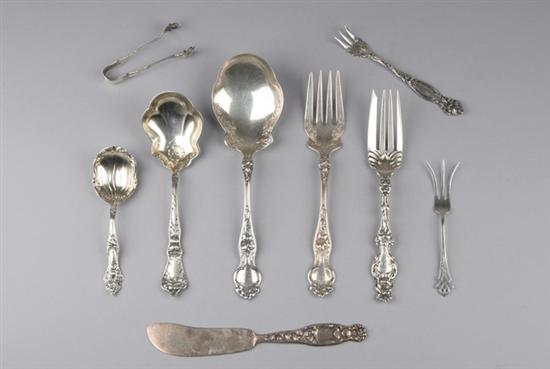 Appraisal: TWELVE STERLING SILVER SERVING PIECES Including Wallace meat serving fork