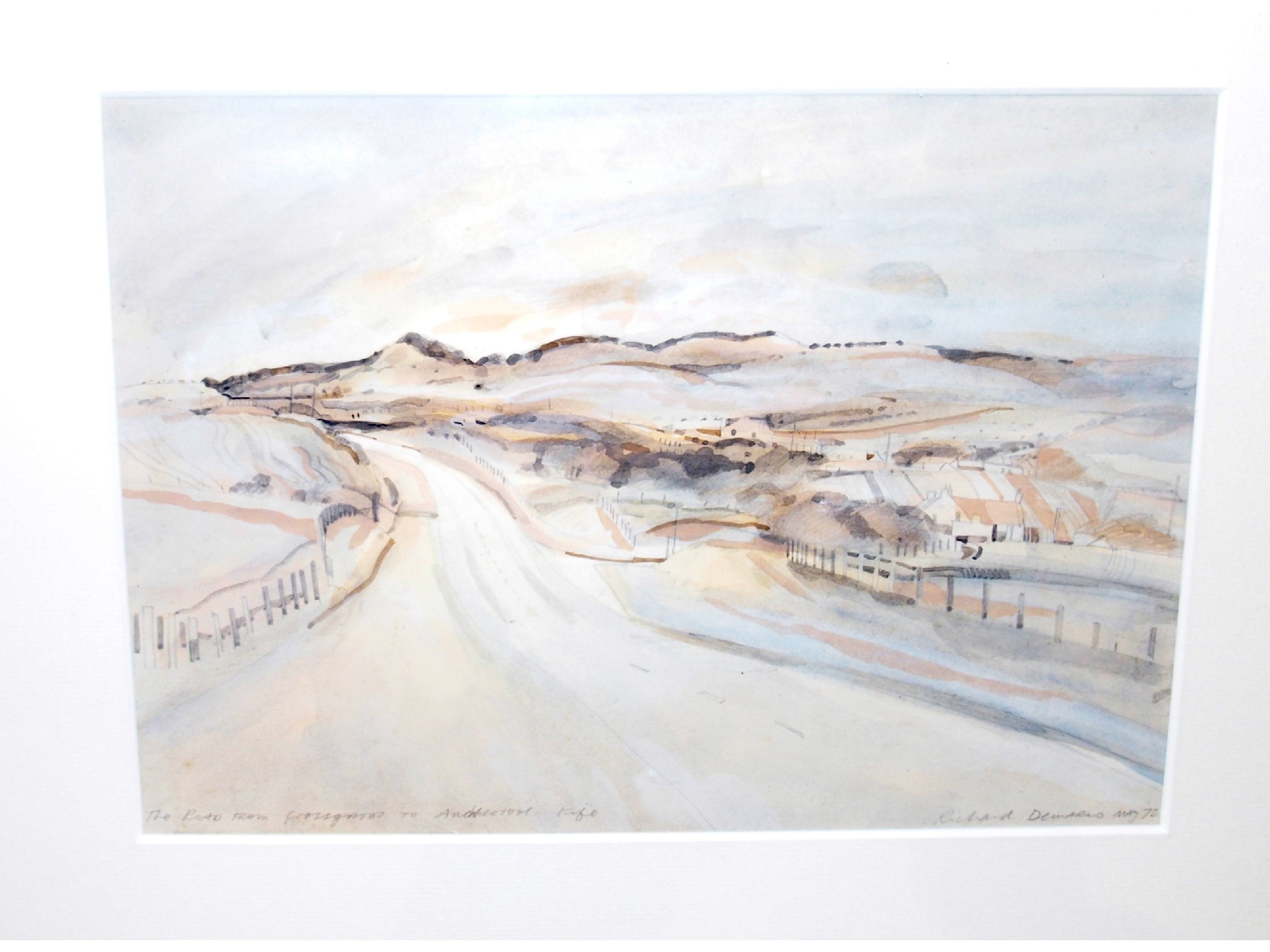 Appraisal: RICHARD DEMARCO The road to Auchtertool signed inscribed and dated