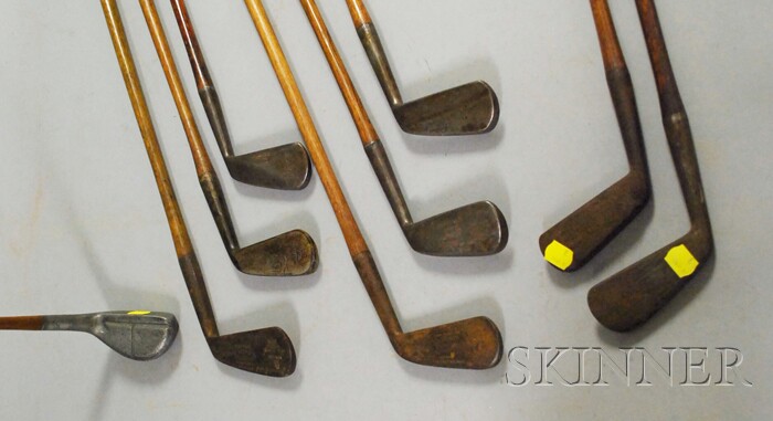 Appraisal: Nine British Wood Shaft Golf Clubs including James Braid The