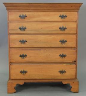 Appraisal: Five drawer highboy top Five drawer highboy top