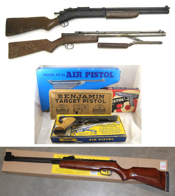 Appraisal: FIVE AIR PISTOLS PLUS THREE AIR RIFLES Benjamin Super w