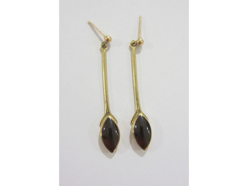 Appraisal: Pair of ct gold gem set drop earrings