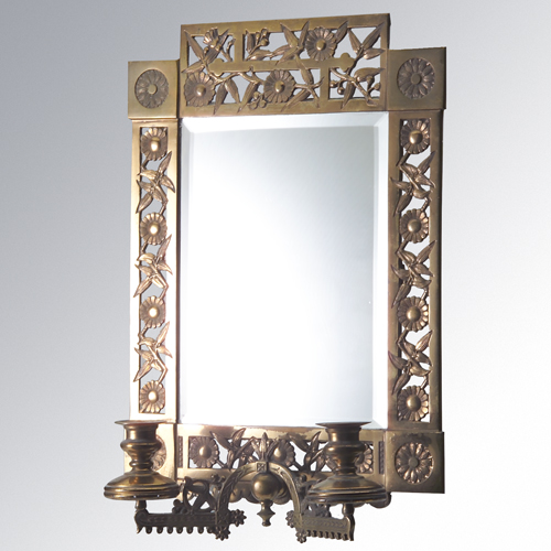 Appraisal: th c aesthetic movement bronze two-candle sconce with mirrored back