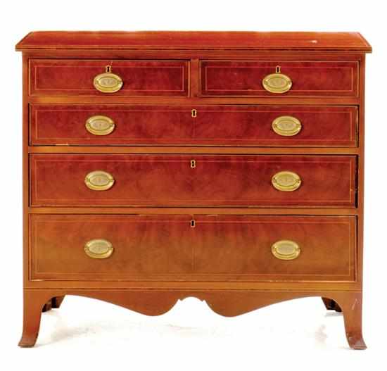 Appraisal: George III style inlaid mahogany chest of drawers late th