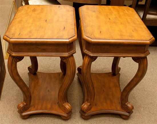 Appraisal: Pair of Continental style fruitwood single-drawer stands Estimate - All