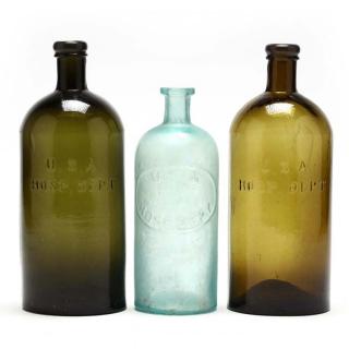 Appraisal: Three Civil War Medicine Bottles two being dark olive green