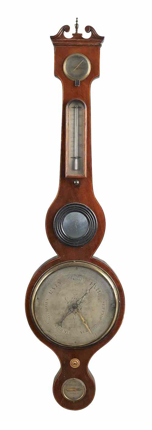 Appraisal: English mahogany banjo barometer early th c signed P P