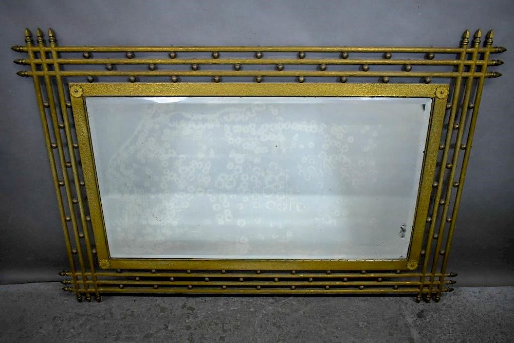 Appraisal: Large Art Deco Gilt Metal Mirror Great looker quality and