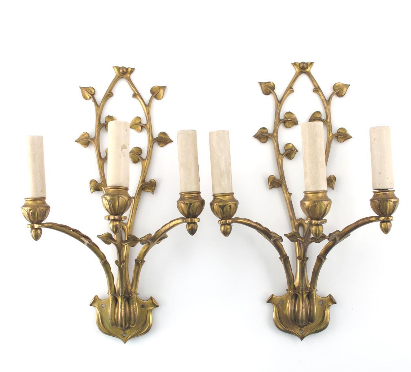 Appraisal: A fine pair of W A S Benson gilt metal