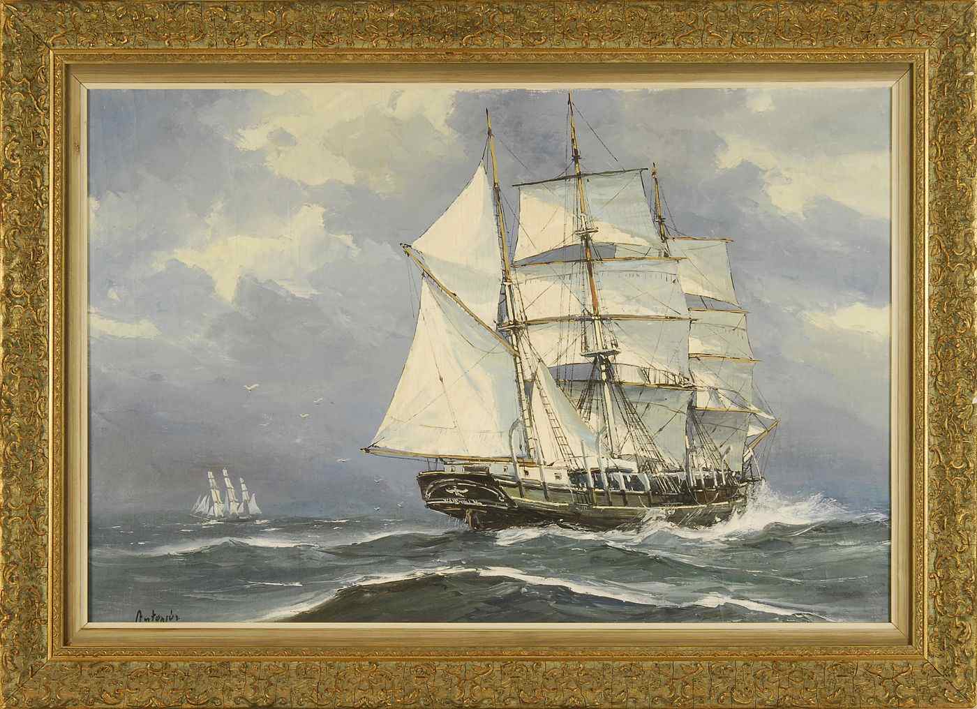 Appraisal: TWO FRAMED PAINTINGSSecond Half of the th CenturyBoth depicting whaleships