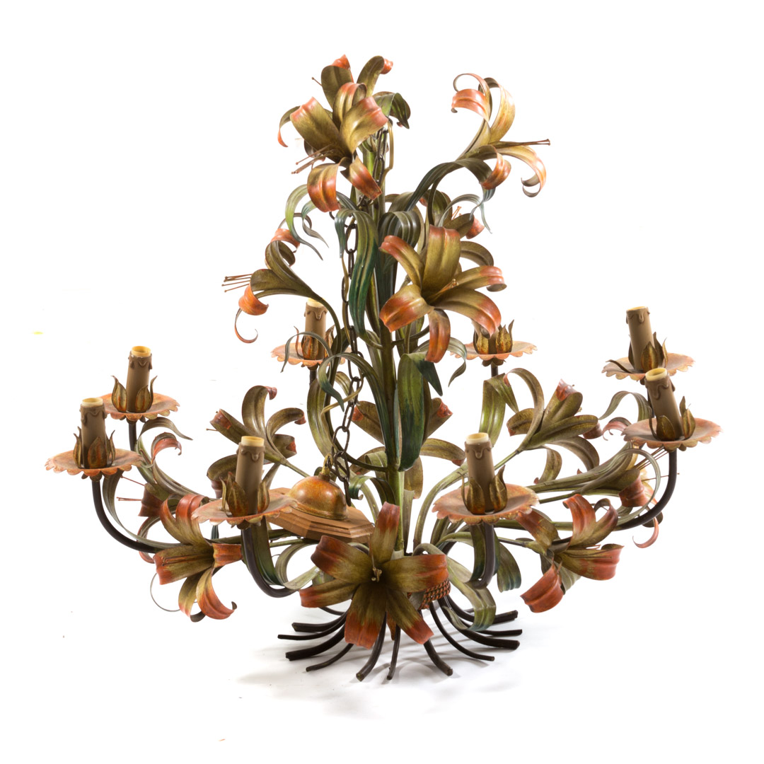 Appraisal: Painted metal floral chandelier