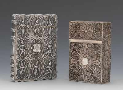 Appraisal: A Silver Filigree Case and Thai Silver Case Unmarked silver