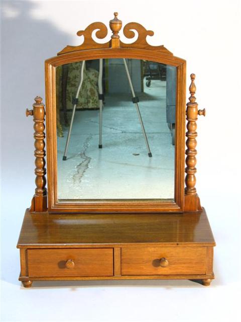 Appraisal: VICTORIAN STYLE WALNUT SHAVING MIRROR th century - h w