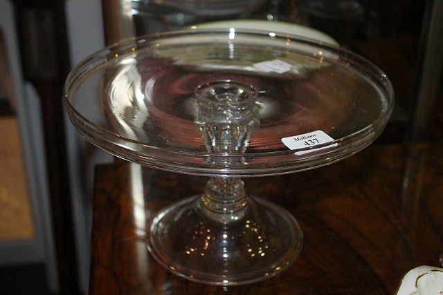 Appraisal: A TH CENTURY PLAIN GLASS TAZZA with Silesian stem cm