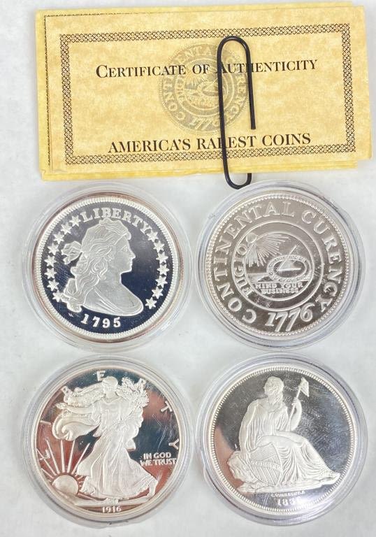 Appraisal: Two OZ Silver Replica Coins w COA Oz Total Weight