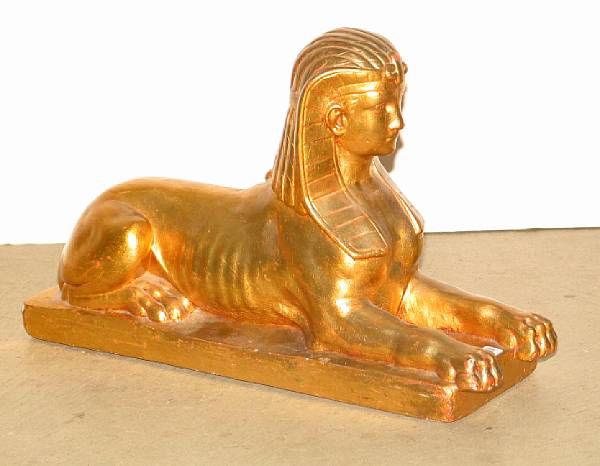 Appraisal: A pair of gilt cast stone sphinx mid th century