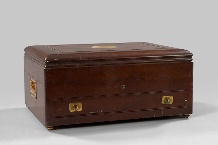 Appraisal: Good Large American Brass-Mounted Mahogany Flatware Storage Chest first quarter