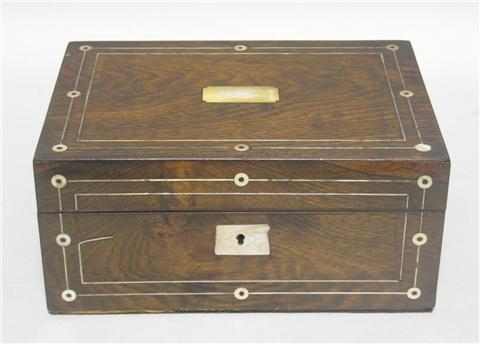 Appraisal: ANGLO-INDIAN ROSEWOOD BOX Of rectangular shape the top and front