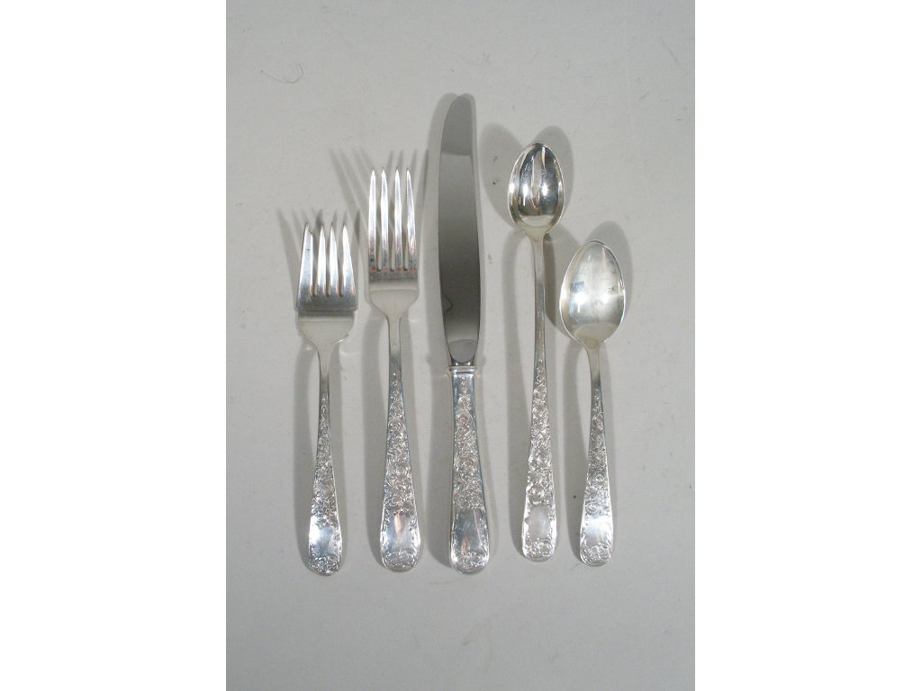 Appraisal: Sterling Flatware Service Old Maryland Engraved pieces including knives forks