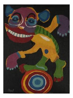 Appraisal: Karel Appel Print of Monkey on Unicycle Karel Appel Dutch